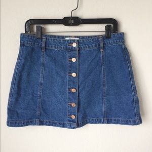 FOREVER21 BUTTON UP A-LINE DENIM MINI SKIRT